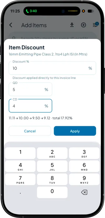 Item Discount sheet with three steps typed and the running price after each