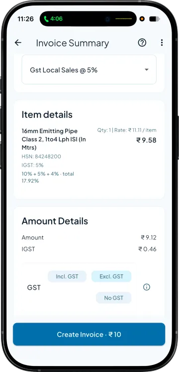 Invoice summary with the ladder total on the line