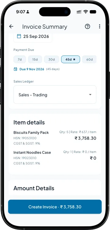 Invoice summary with a free Noodles case added by the Buy 5 get 1 scheme